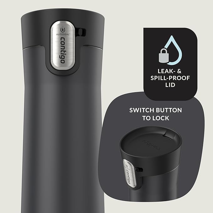 Contigo West Loop 3.0 Stainless Steel Insulated Travel Mug, Leak Proof with AutoSeal Lid, 24oz, Matte Black
