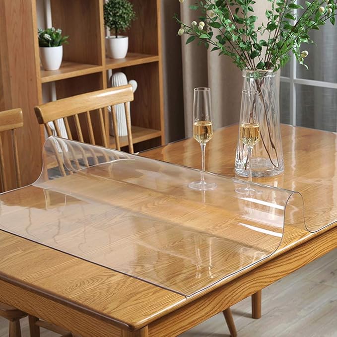 42x70 Inch Table Protector Clear for Dining Room Coffee Work Computer Laptop Table Cover Mat Protector PVC Plastic Tablecloths Rug Floor Protection Easy Clean Wipeable Non-Slip Liner Protective Vinyl