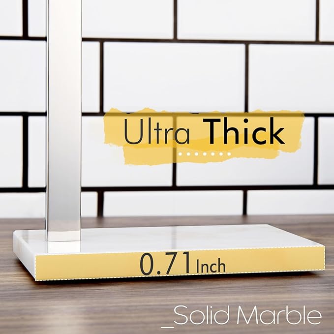 KOKOSIRI Hand Towel Holder Stand Towel Rack with Steady Marble Base for Bathroom Vanity Countertop, Polished Stainless Steel 15.7'' Height THS0006-CH