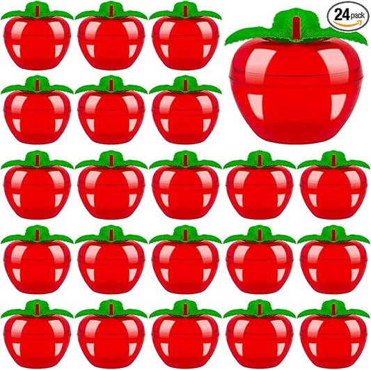 Woozettn 24PCS Plastic Apple-Shaped Containers with Lids,Mini Red Apple Candy Jars for Wedding Favors,Office Desk Storage & Seasonal Home Décor Gifts