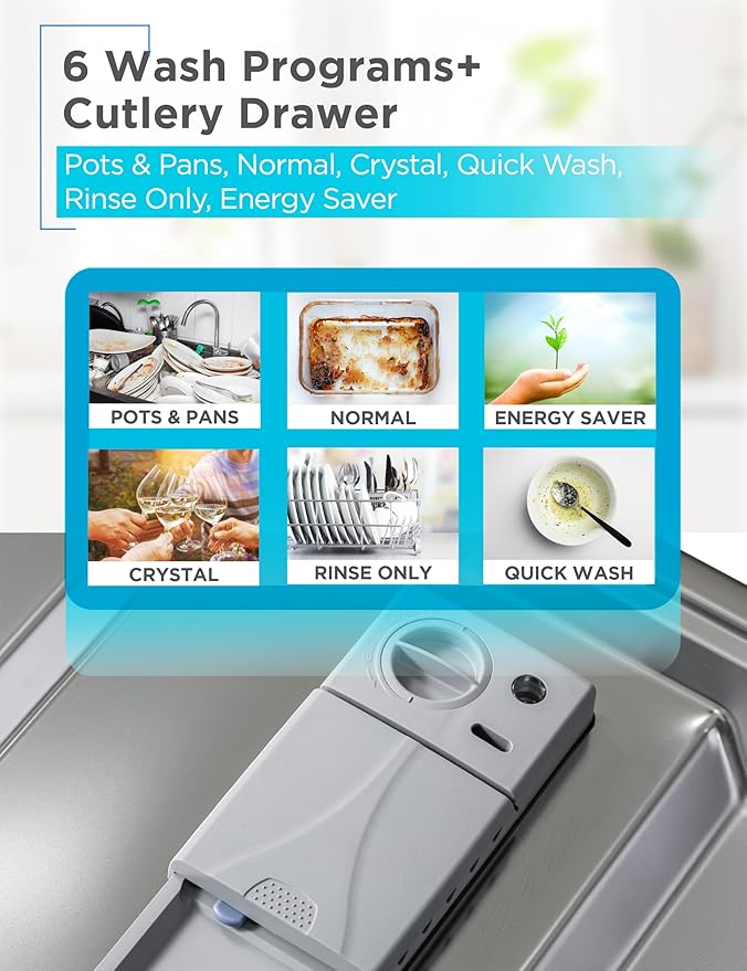 BLACK+DECKER 24" Designer Series Built-In Dishwasher, 14-Place Setting Capacity with Stainless Steel Tub, Dish Washer with 6 Wash Programs, Low Noise, ENERGY STAR Certified, BDW500MHS