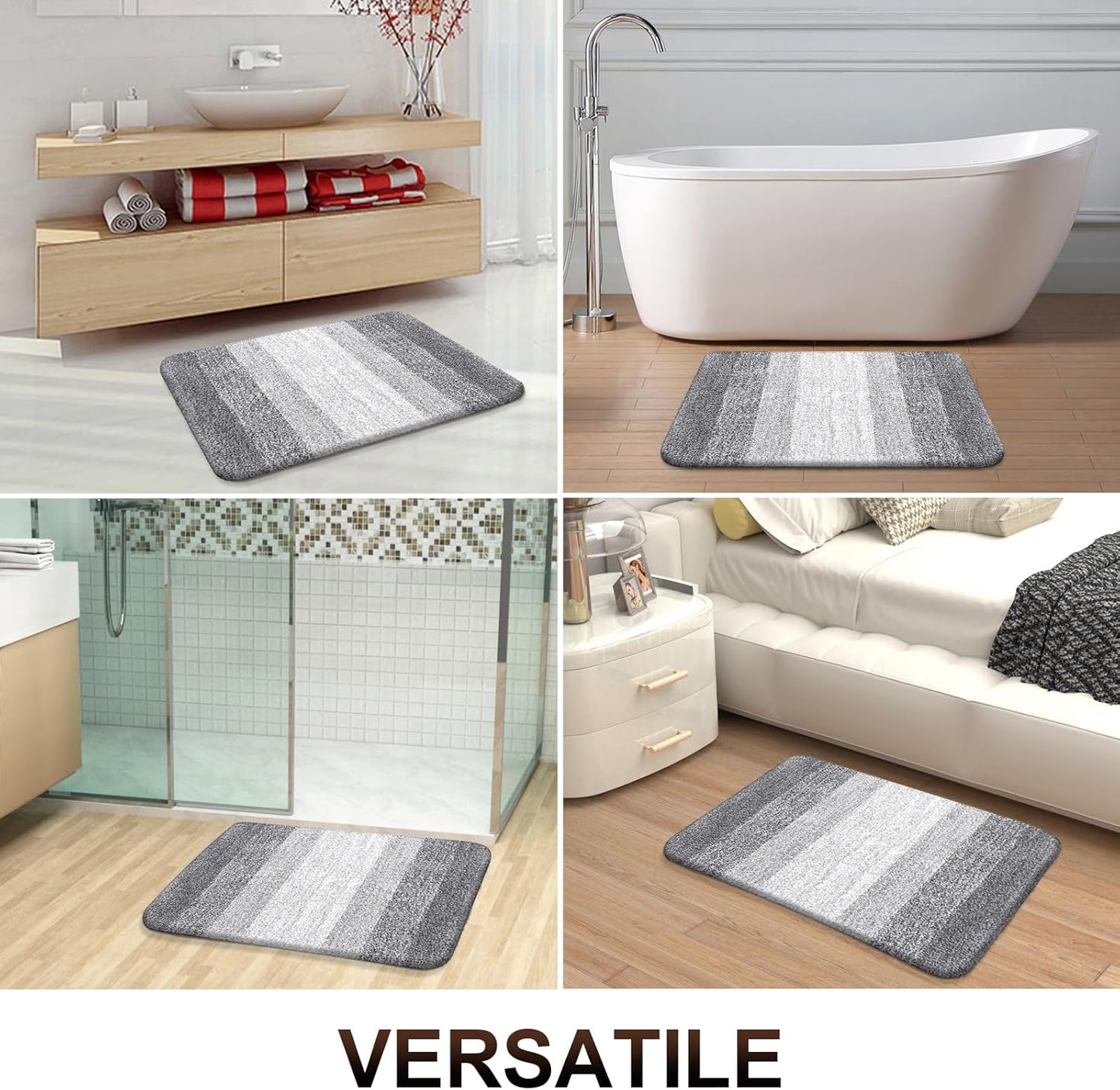 OLANLY Bathroom Rugs Mat 70x46, Extra Soft Absorbent Microfiber Bath Rugs, Rubber Backing, Quick Dry, Machine Washable Bath Mats for Bathroom Floor, Tub and Shower, Home Decor Accessories, Light Grey