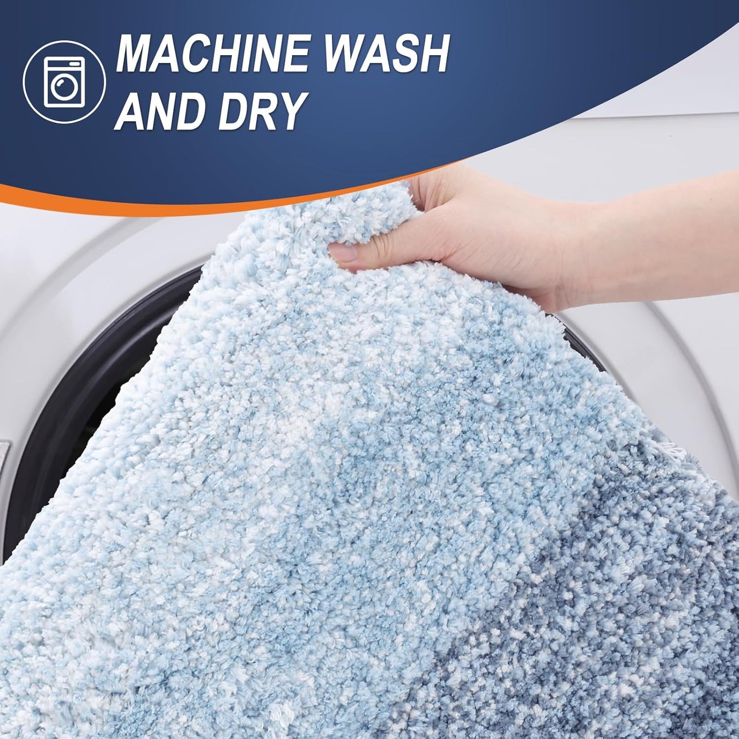 OLANLY Bathroom Rugs Mat 70x46, Extra Soft Absorbent Microfiber Bath Rugs, Rubber Backing, Quick Dry, Machine Washable Bath Mats for Bathroom Floor, Tub and Shower, Home Decor Accessories, Blue