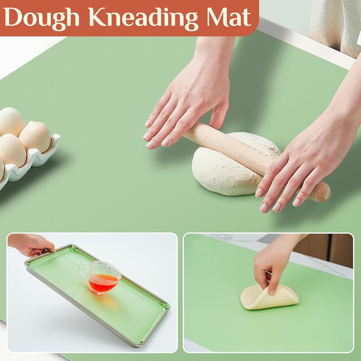 Silicone Baking Mat, 12 IN x 6 FT Free Cutting Baking Sheet,Non-Stick Reusable Dough & Pastry Mat,Non-Slip Silicone Mat Roll for Air Fryer Liner,Freeze Dryer,Oven Baking Pan,Kitchen Counter
