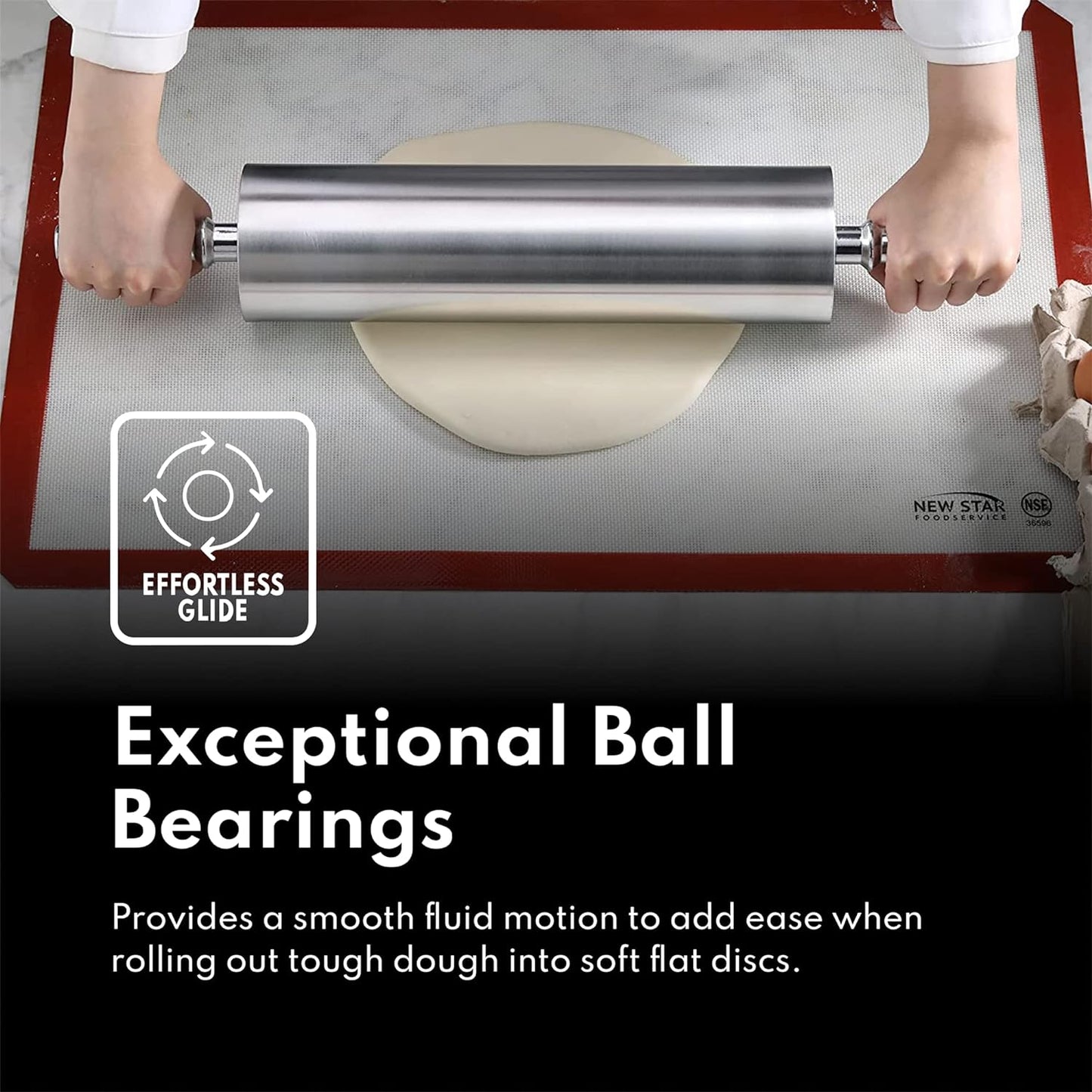 New Star Foodservice - Extra Heavy Duty Restaurant Aluminum Rolling Pin (15-Inch)