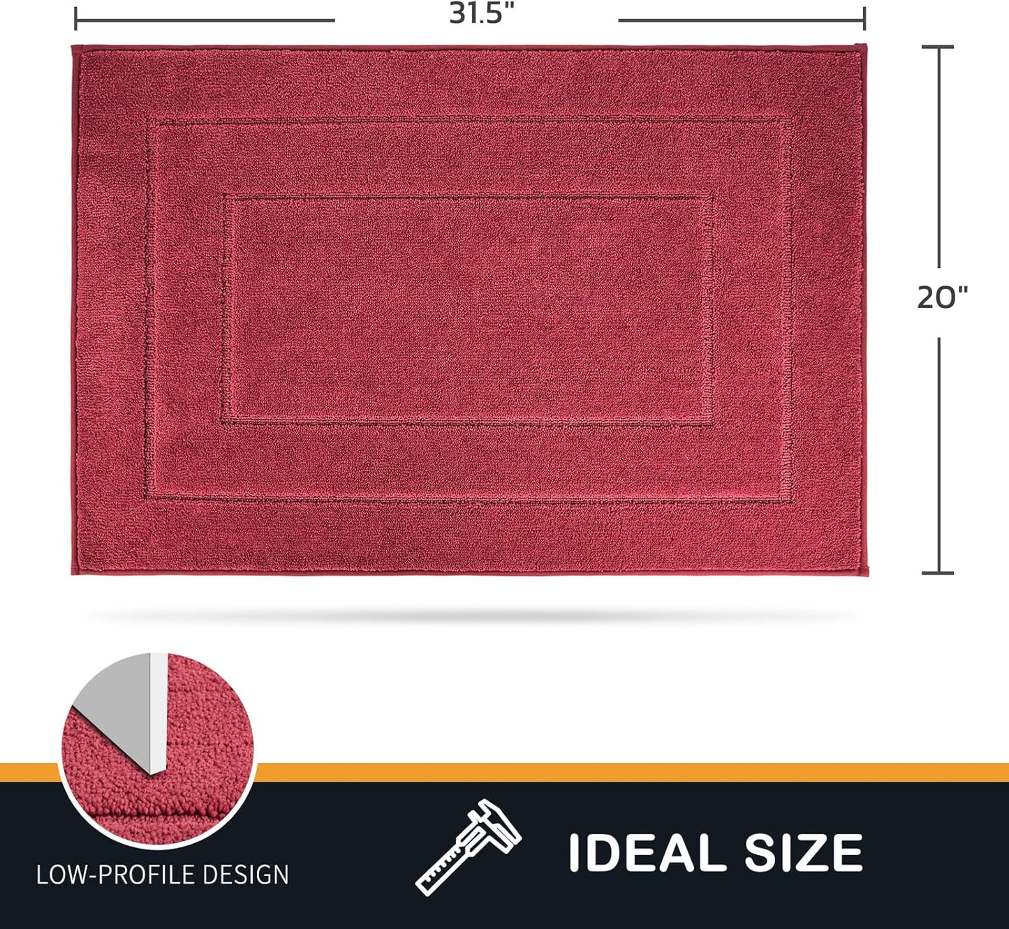 PURRUGS Dirt Trapping Door Mat 20" x 31.5", Non-Slip/Skid Machine Washable Entryway Rug, Dog Doormat, Super Absorbent Welcome Mat for Muddy Wet Shoes and Paws, Burgundy Red