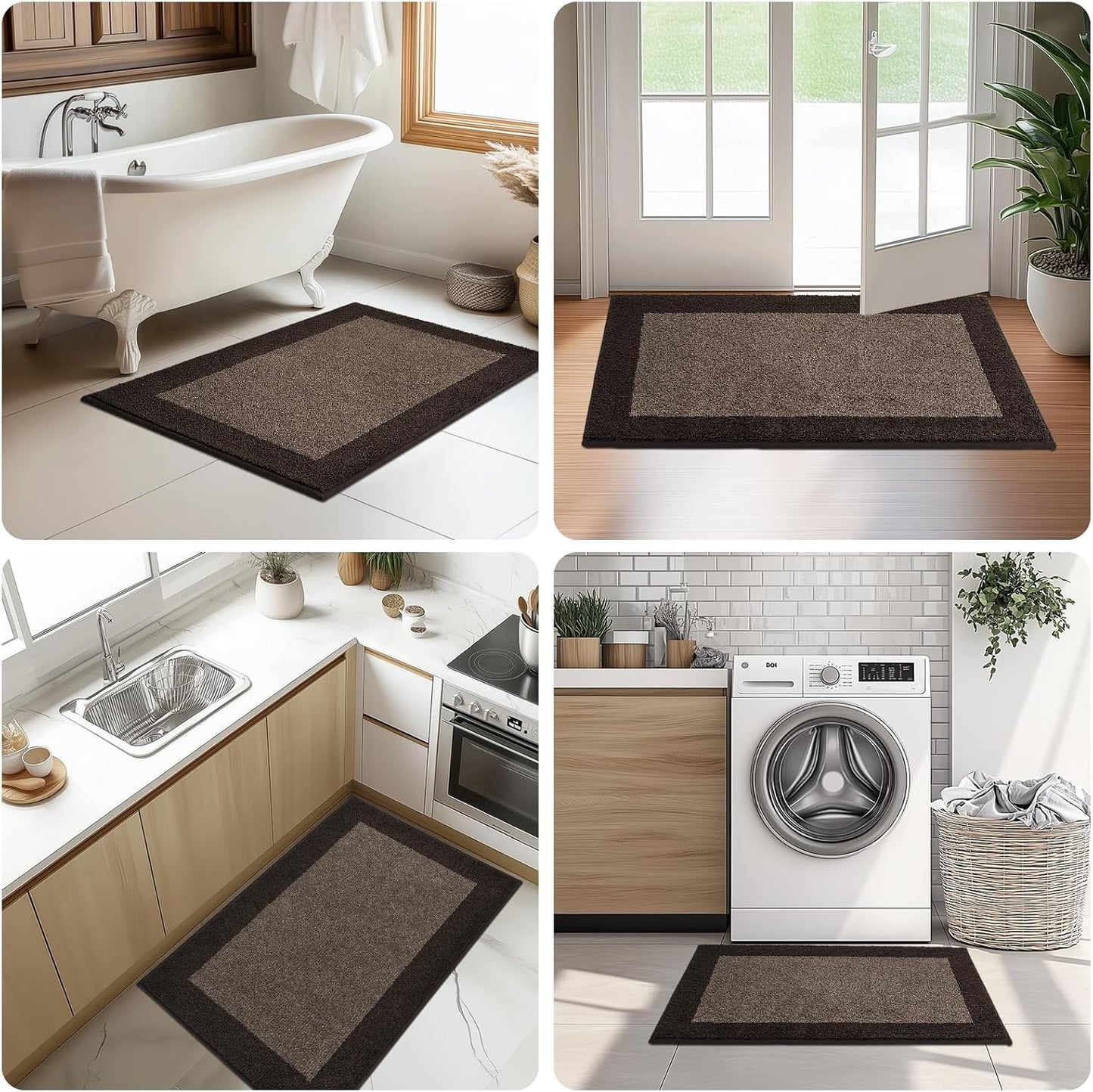 Machine Washable Kitchen Rug 24" x 96", Non Slip Kitchen Mat for Floor, Absorbent Entrance Runner Rug for Bedroom, Hallway, Bathroom, Door (Roll Packing)