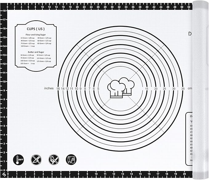 Pastry Mat, 28" x 20" Food Grade Silicone Extra Large Non Stick Baking Sheet Mat with Measurement for Making Cookies,Macarons,Bread and Pastry