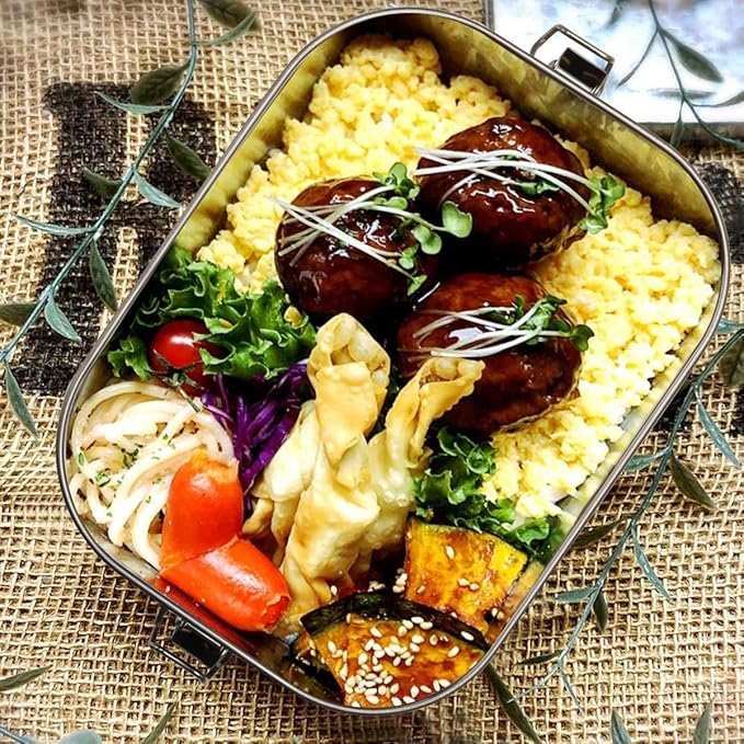 G.a HOMEFAVOR Stainless Steel Bento Lunch Box - Leak-Proof Metal Bento Box, Large Food Container with Lock Clips, Snack Container, Dishwasher Safe, 1200 ml/40 oz