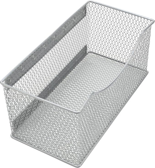 Ybmhome Wire Mesh Magnetic Storage Basket, Trash Caddy, Container, Desk Tray, Office Supply Organizer Silver for Refrigerator/Microwave Oven or Magnetic Surface in Kitchen or Office (1, Large)