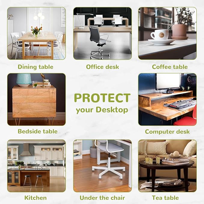 32 x 92 Inch Clear Table Cover Protector, Clear Table Protector for Dining Room Table, 1.5mm Plastic Table Cover, Waterproof Table Pad for Kitchen, Office