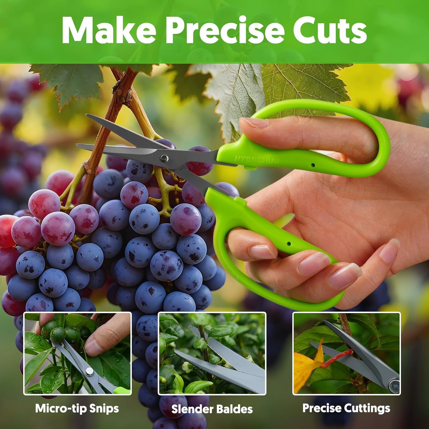 Garden Scissors, 2pcs 6in Pruning Shears Snips Non-stick Coated Sharp Steel Blades - Gardening Tools Garden Shears for Plants Herb Flowers in Grow Tent and Hydroponics