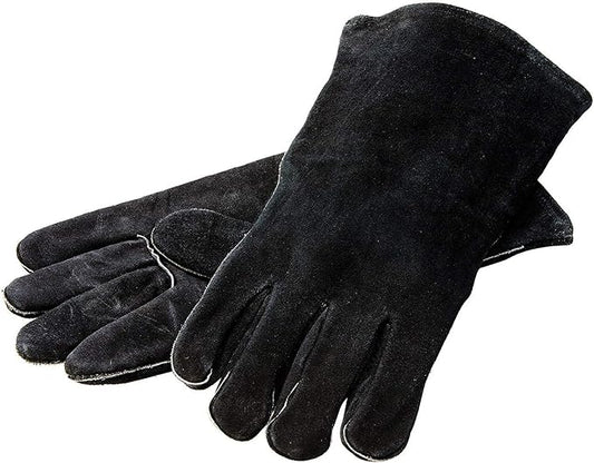 Lodge 18 Inch Leather Outdoor Cooking Gloves - Leather Cooking Gloves for Indoor and Outdoor Cooking - Black