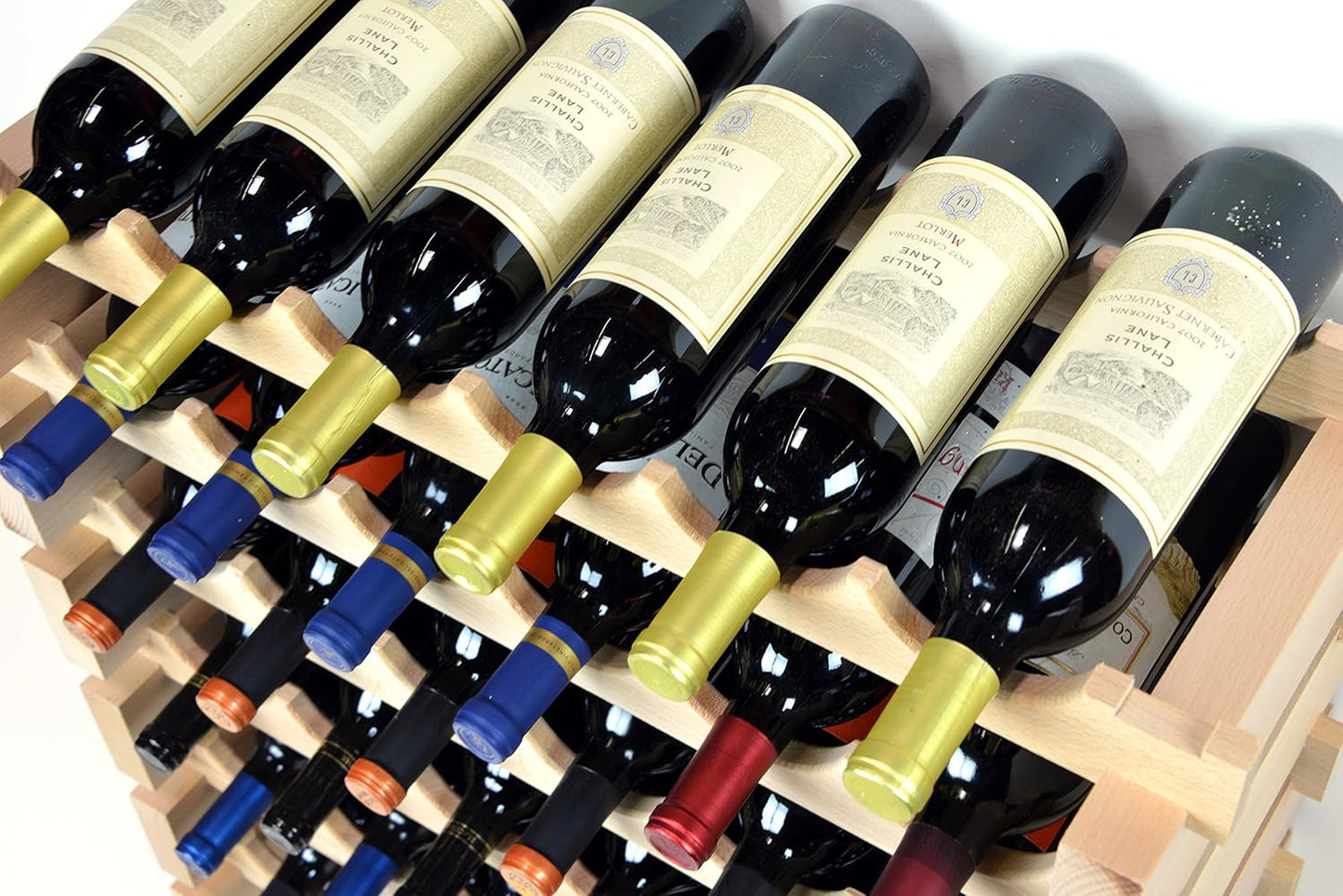 sfDisplay.com,LLC. Modular Wine Rack Beechwood 40-120 Bottle Capacity 10 Bottles Across up to 12 Rows Newest Improved Model (40 Bottles - 4 Rows)