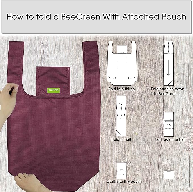 BeeGreen Black Reusable Grocery Bags Wholesale Dark Reusable Kitchen Bags Bulk Foldable-Machine Washable with Zipper Storage Pouch 50 Packs